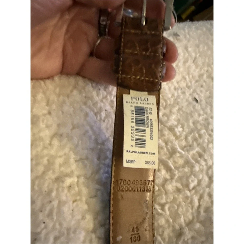 Polo Ralph Lauren Brown Alligator Crocodile  Leather Belt Size 40 Pre Owned